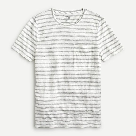 J. Crew Tops - J. Crew Linen Crewneck T-Shirt in Stripe Size Medium